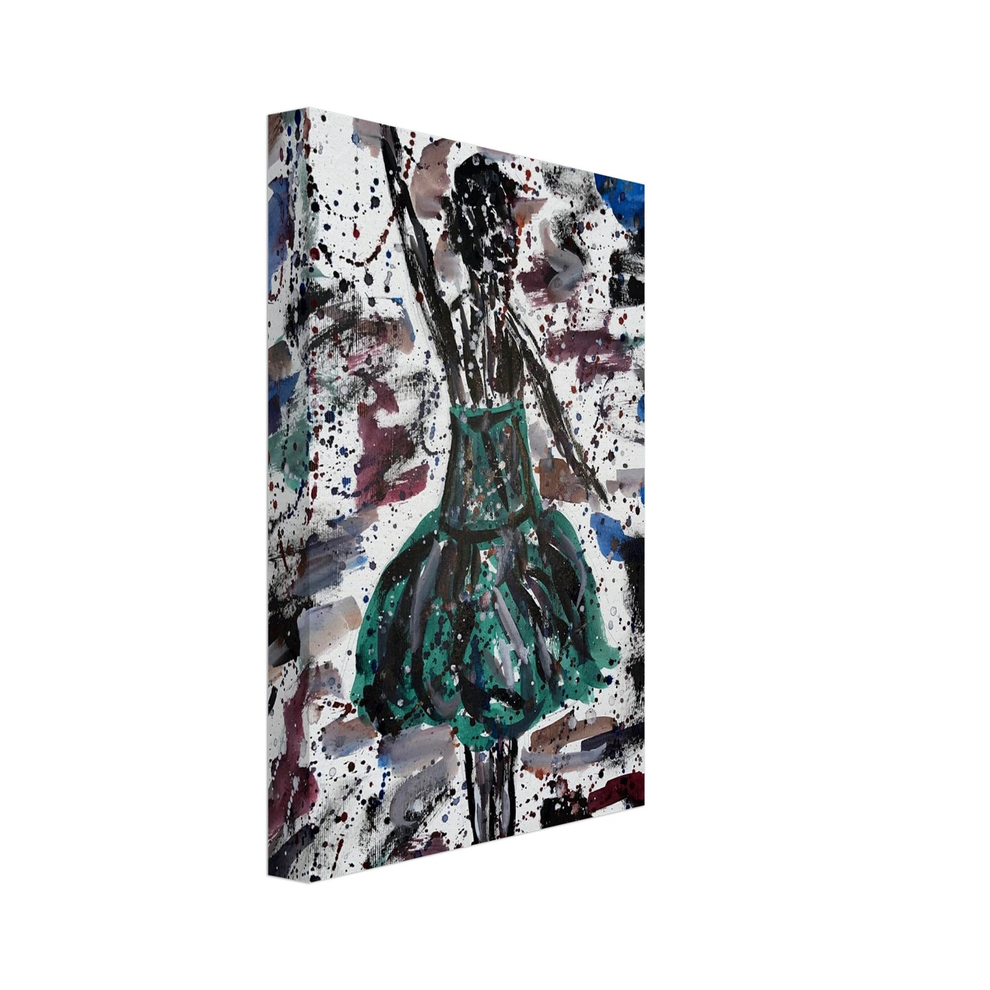 Green Dress Silhouette Canvas Prints