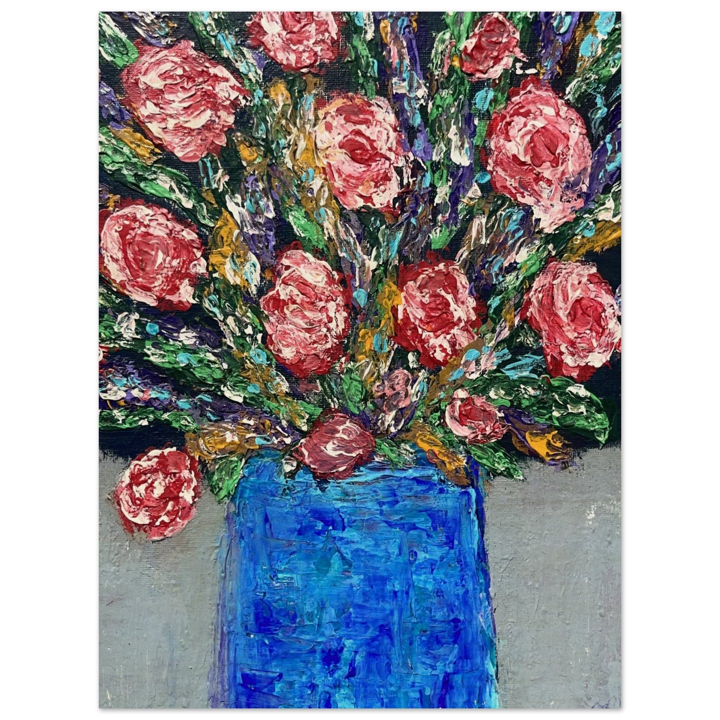 Impasto Flowers Wood Prints