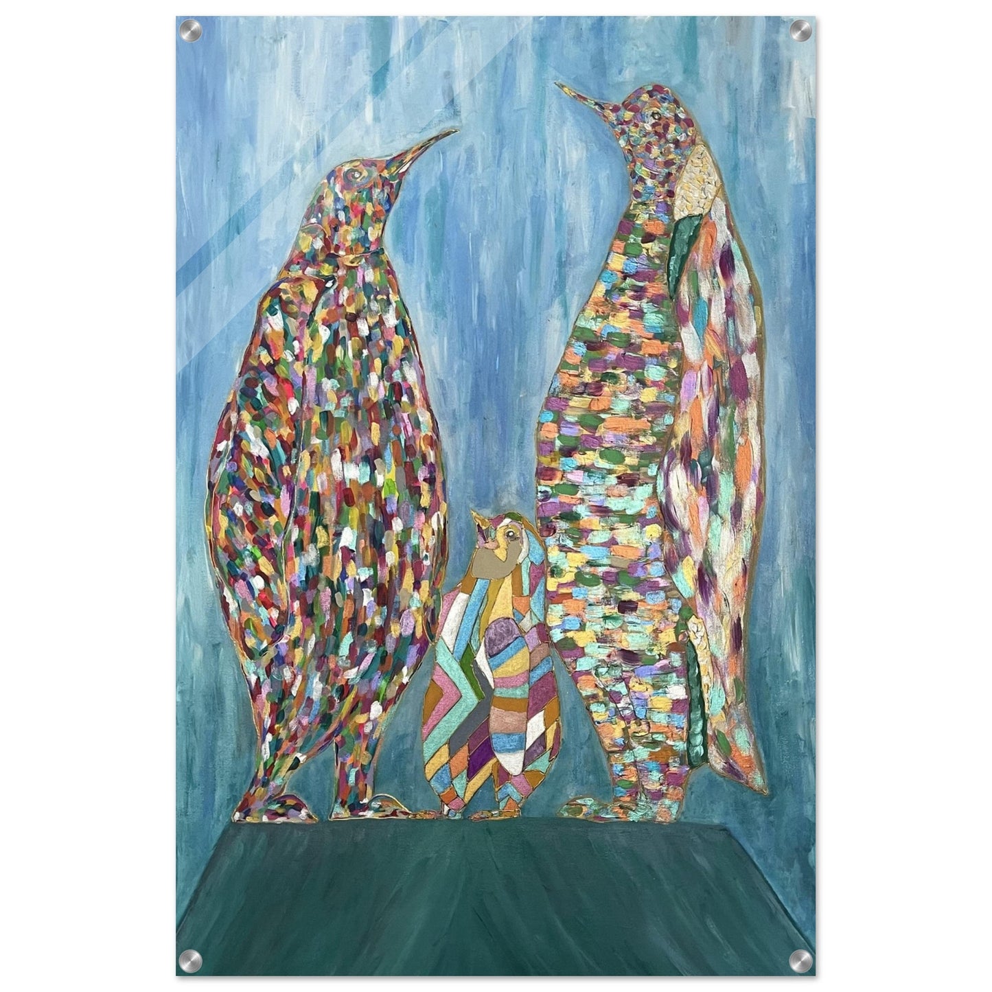Multi Coloured Penguins Acrylic Prints