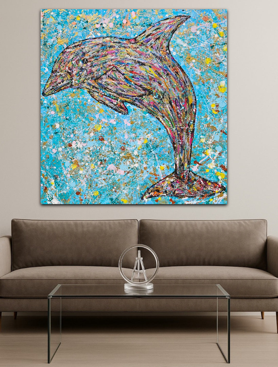 Dolph The Dolphin ORIGINAL 40X40 Inch Canvas 🐬