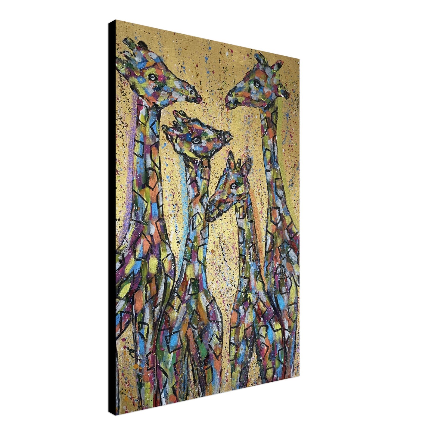 Multi Coloured Giraffes Canvas Prints