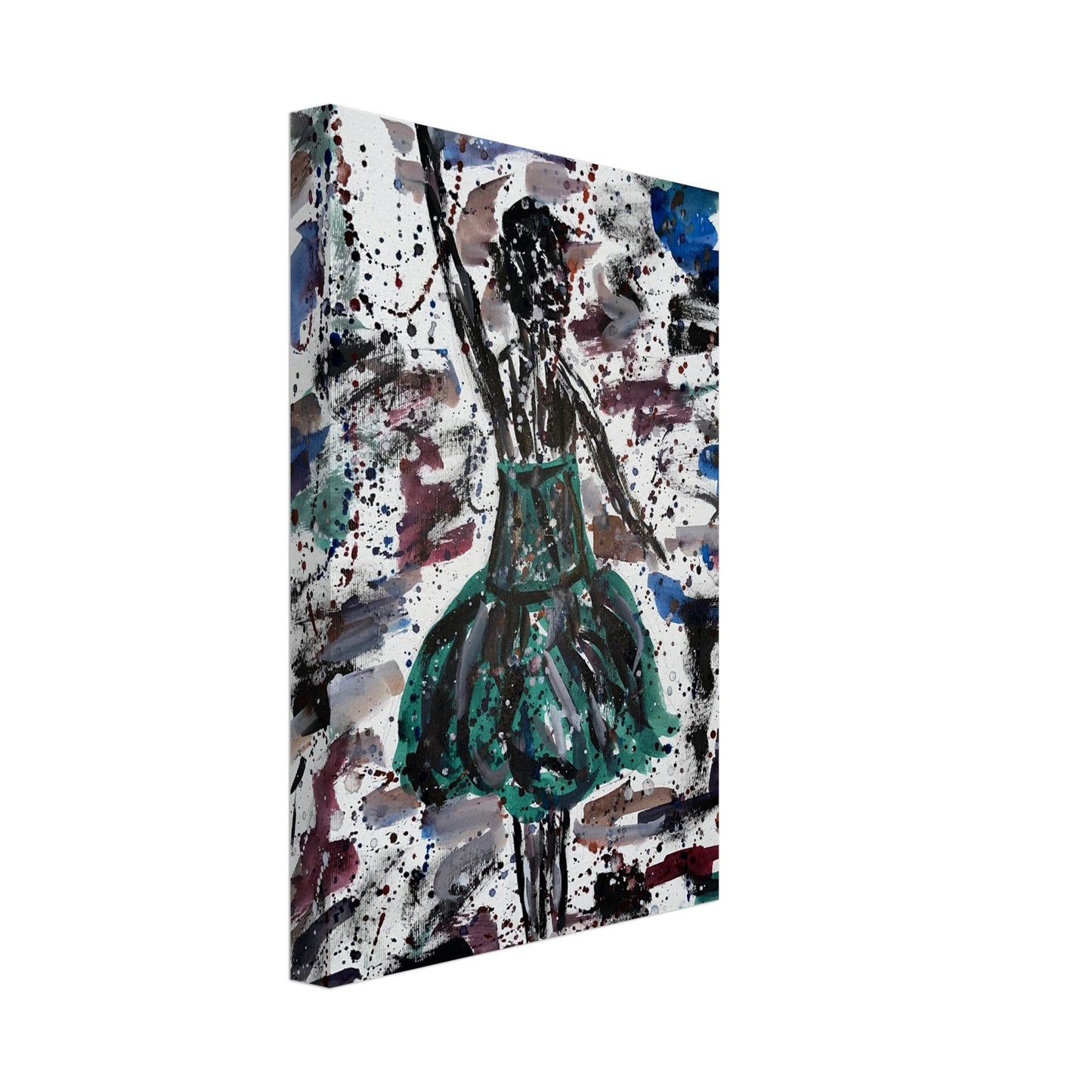 Green Dress Silhouette Canvas Prints