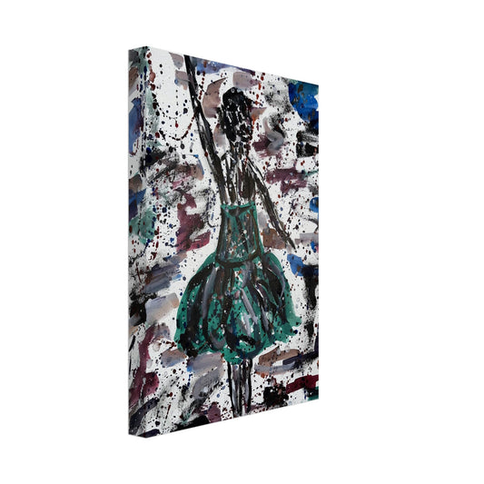 Green Dress Silhouette Canvas Prints