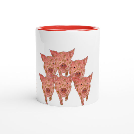 Multiple Pigs Ceramic Mug with Colour Inside