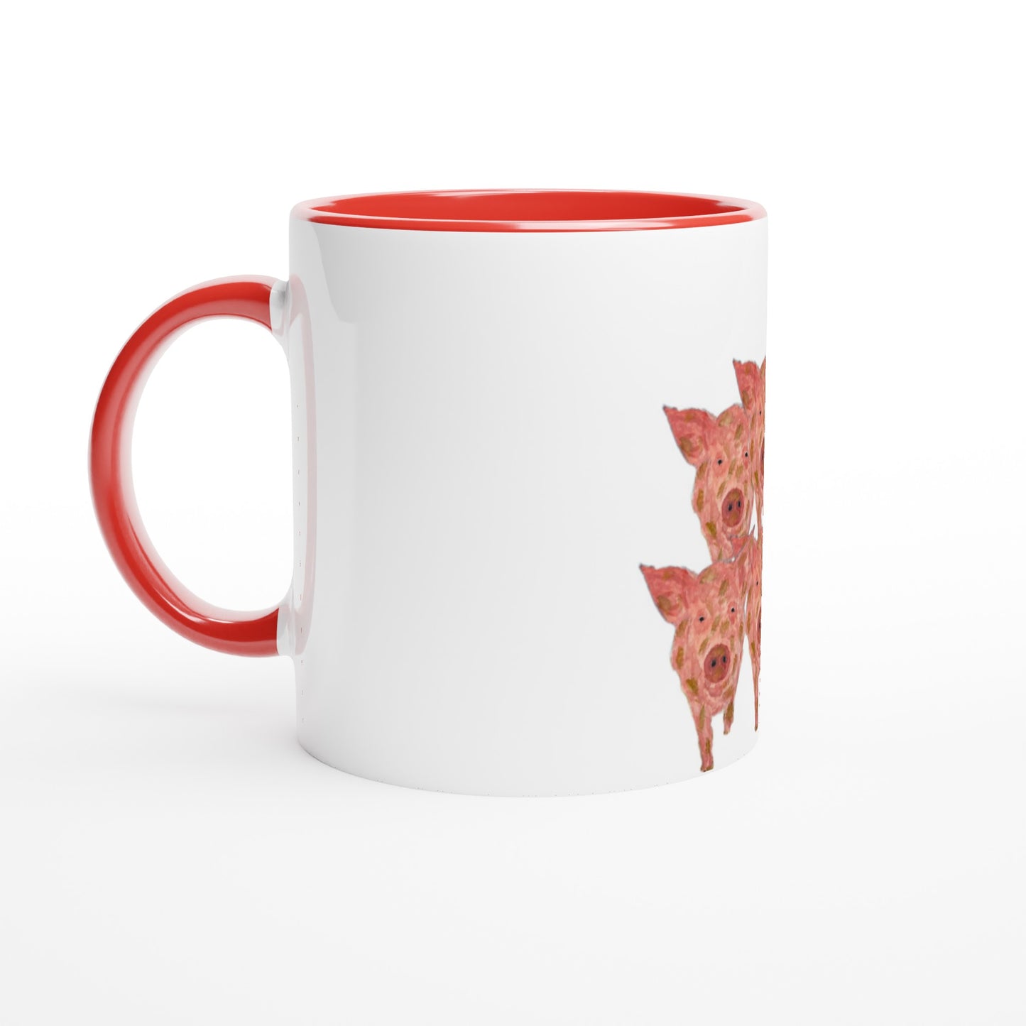 Multiple Pigs Ceramic Mug with Colour Inside