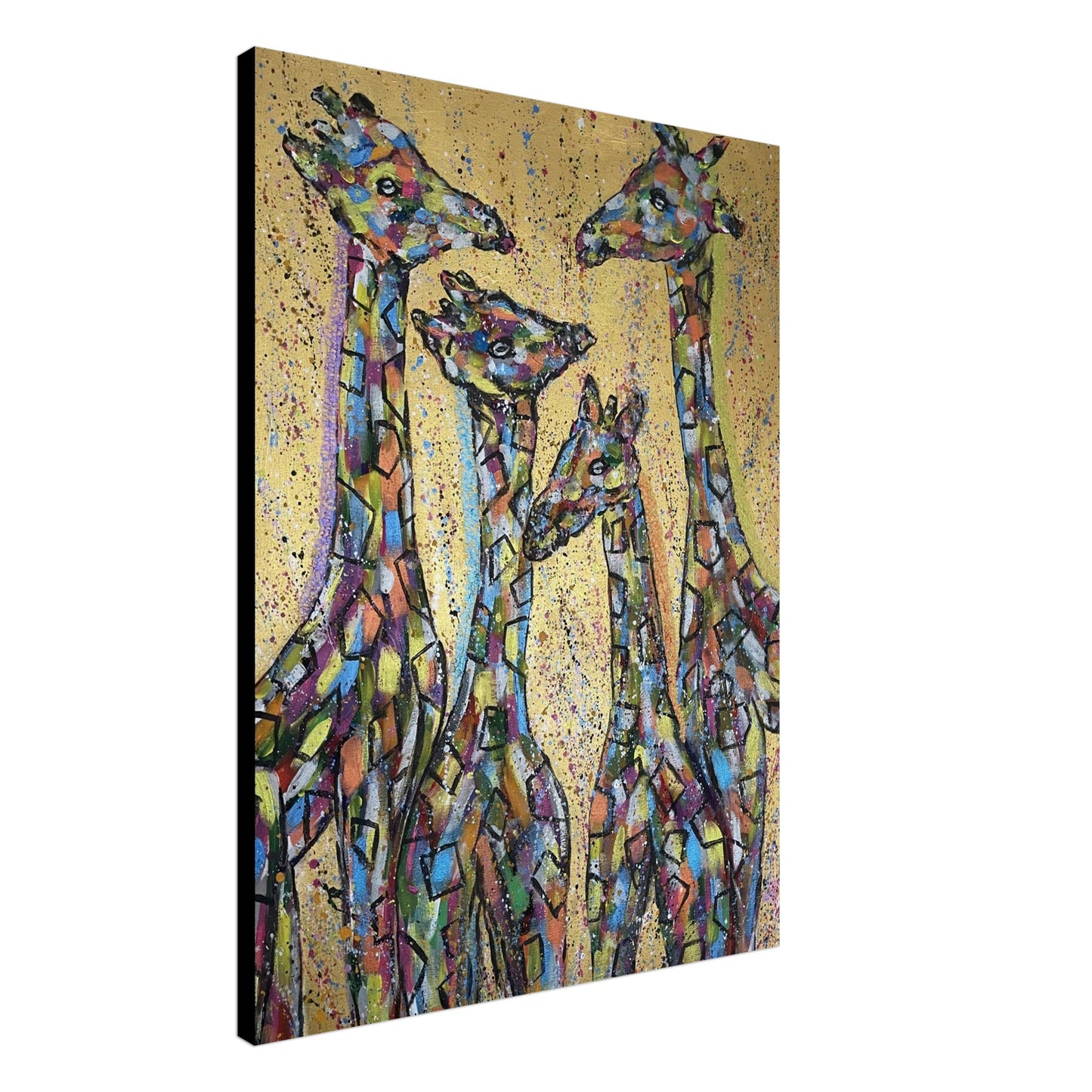 Multi Coloured Giraffes Canvas Prints
