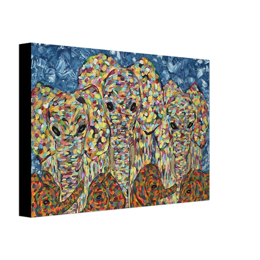 Multi Coloured Elephants Canvas Prints