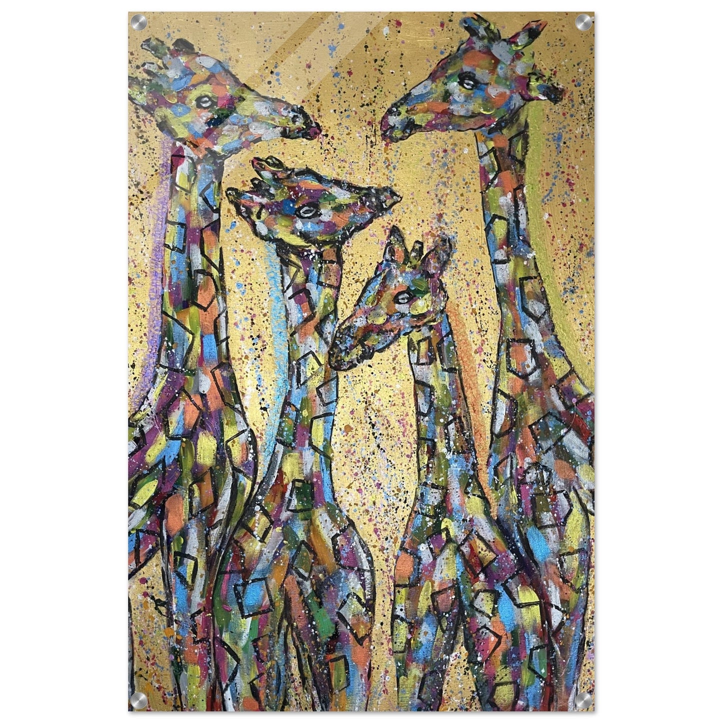 Multi Coloured Giraffes Acrylic Prints