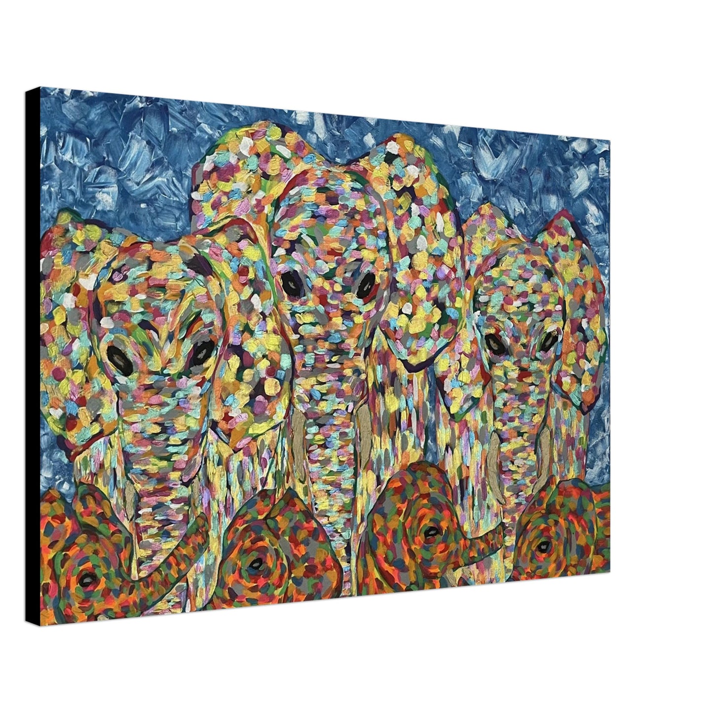 Multi Coloured Elephants Canvas Prints
