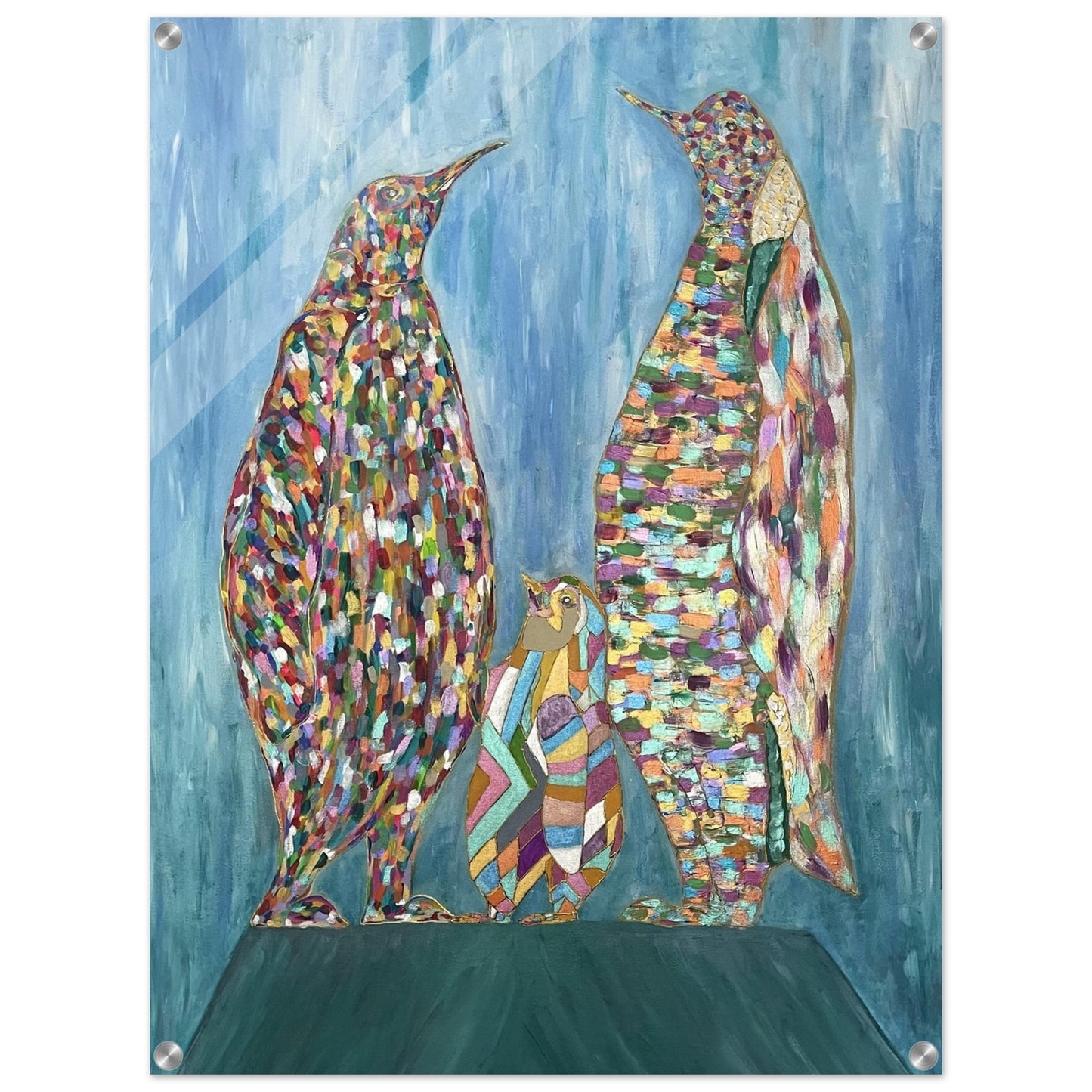 Multi Coloured Penguins Acrylic Prints