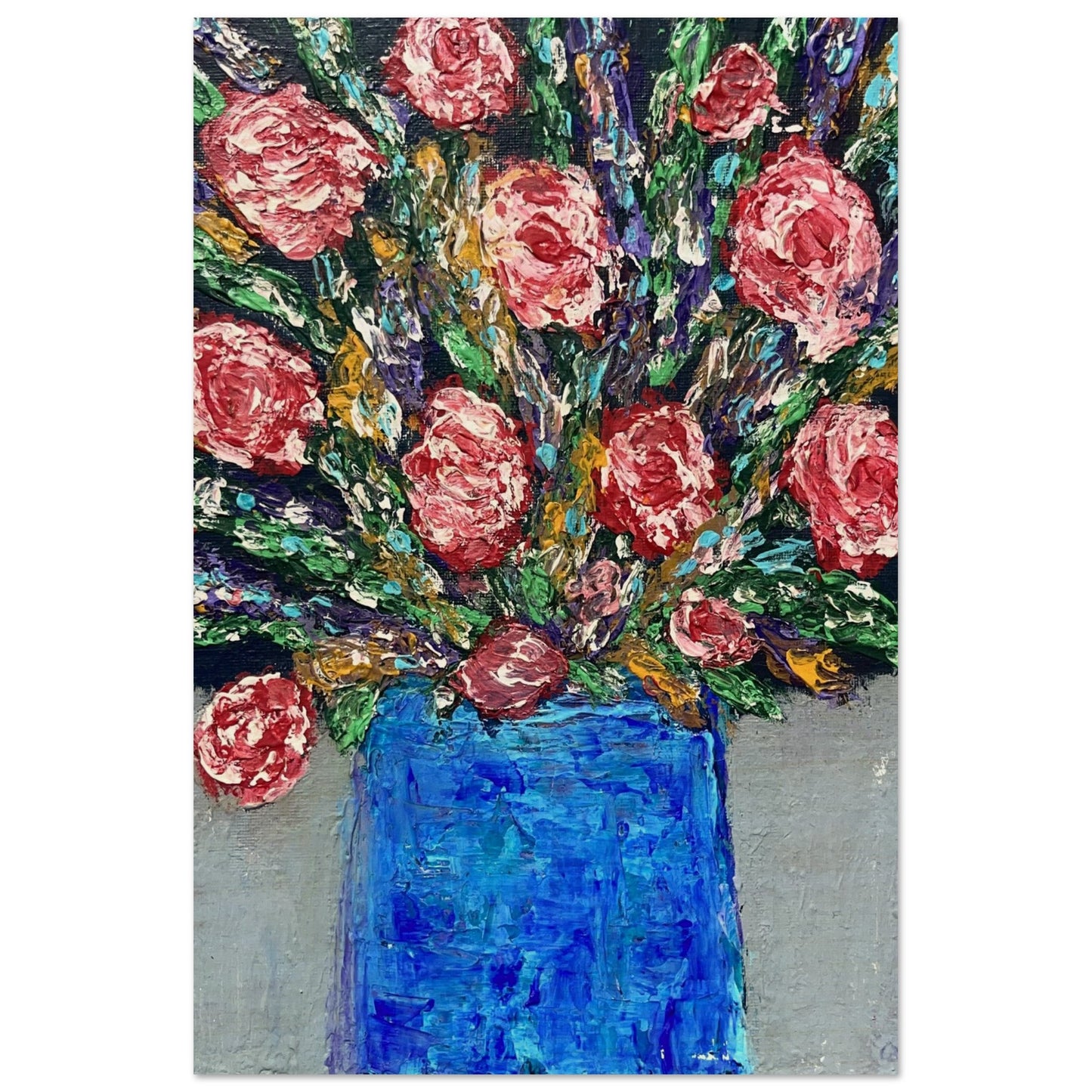 Impasto Flowers Wood Prints
