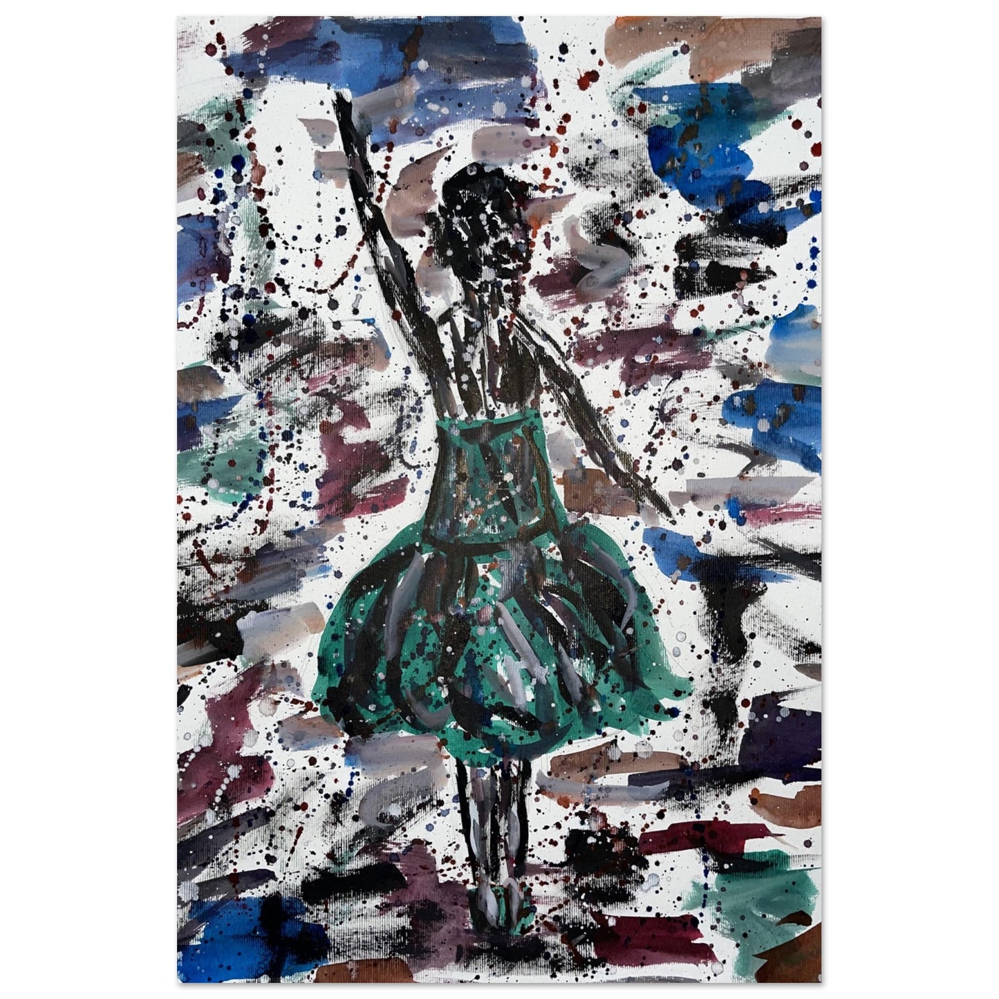 Green Dress Silhouette Aluminum Prints