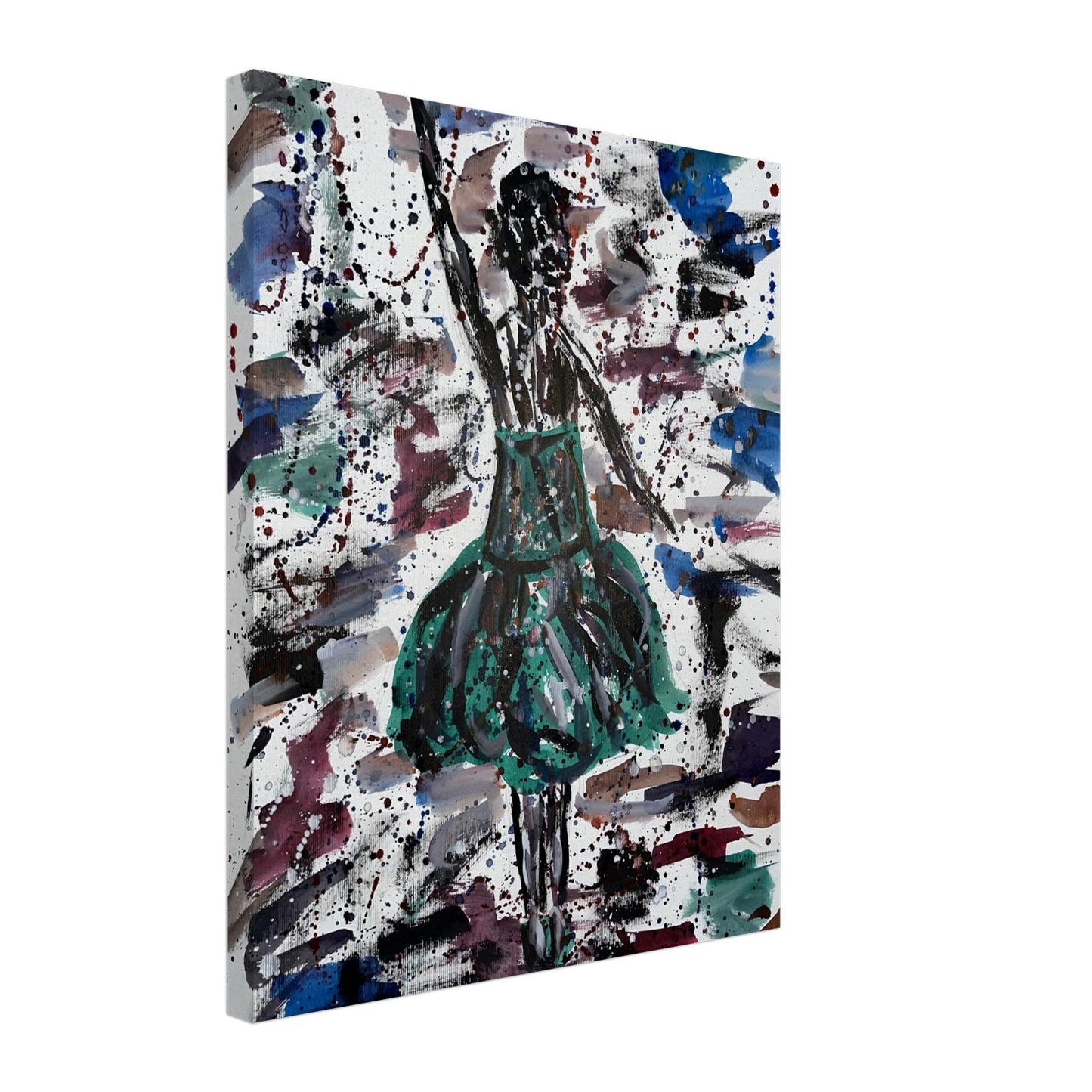 Green Dress Silhouette Canvas Prints