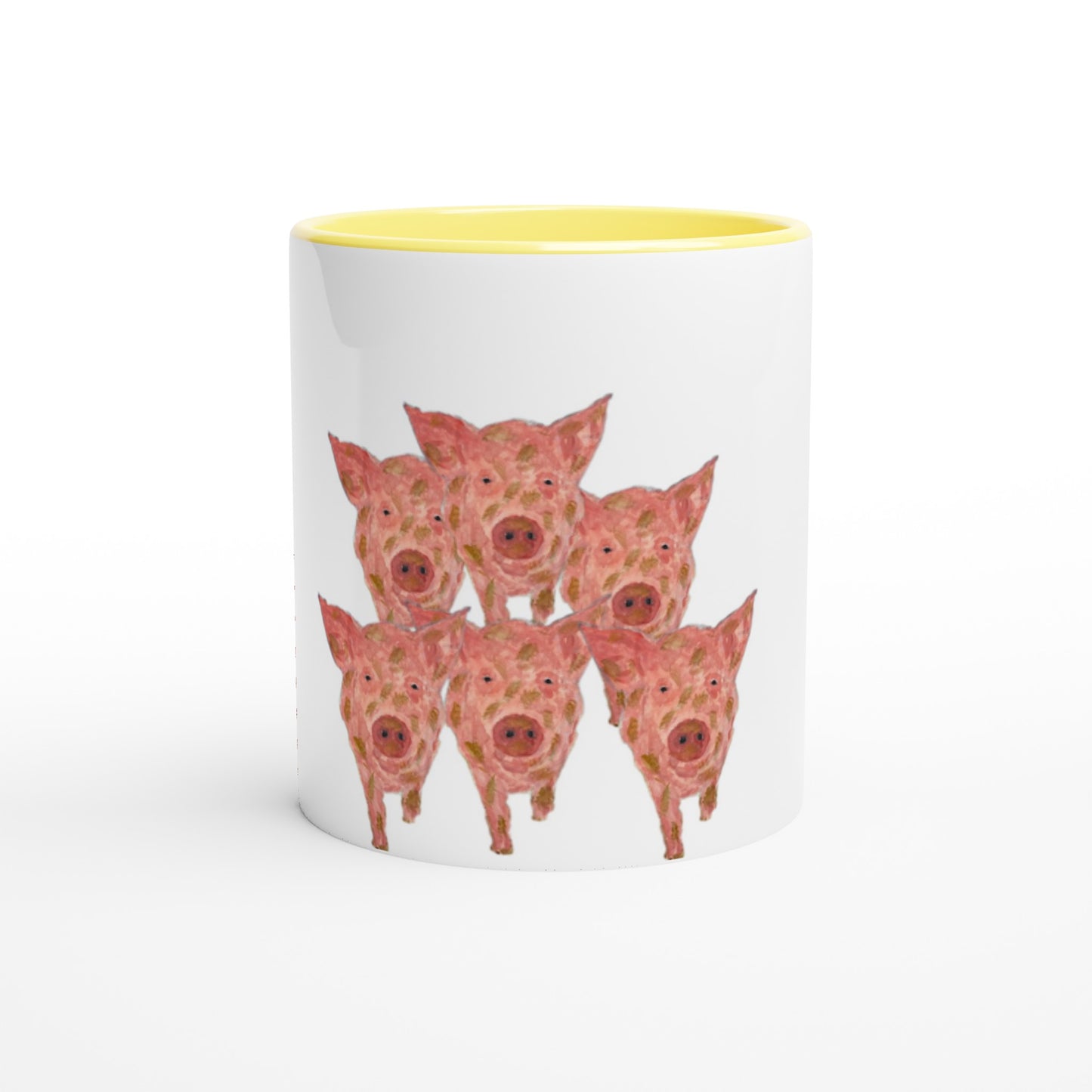 Multiple Pigs Ceramic Mug with Colour Inside