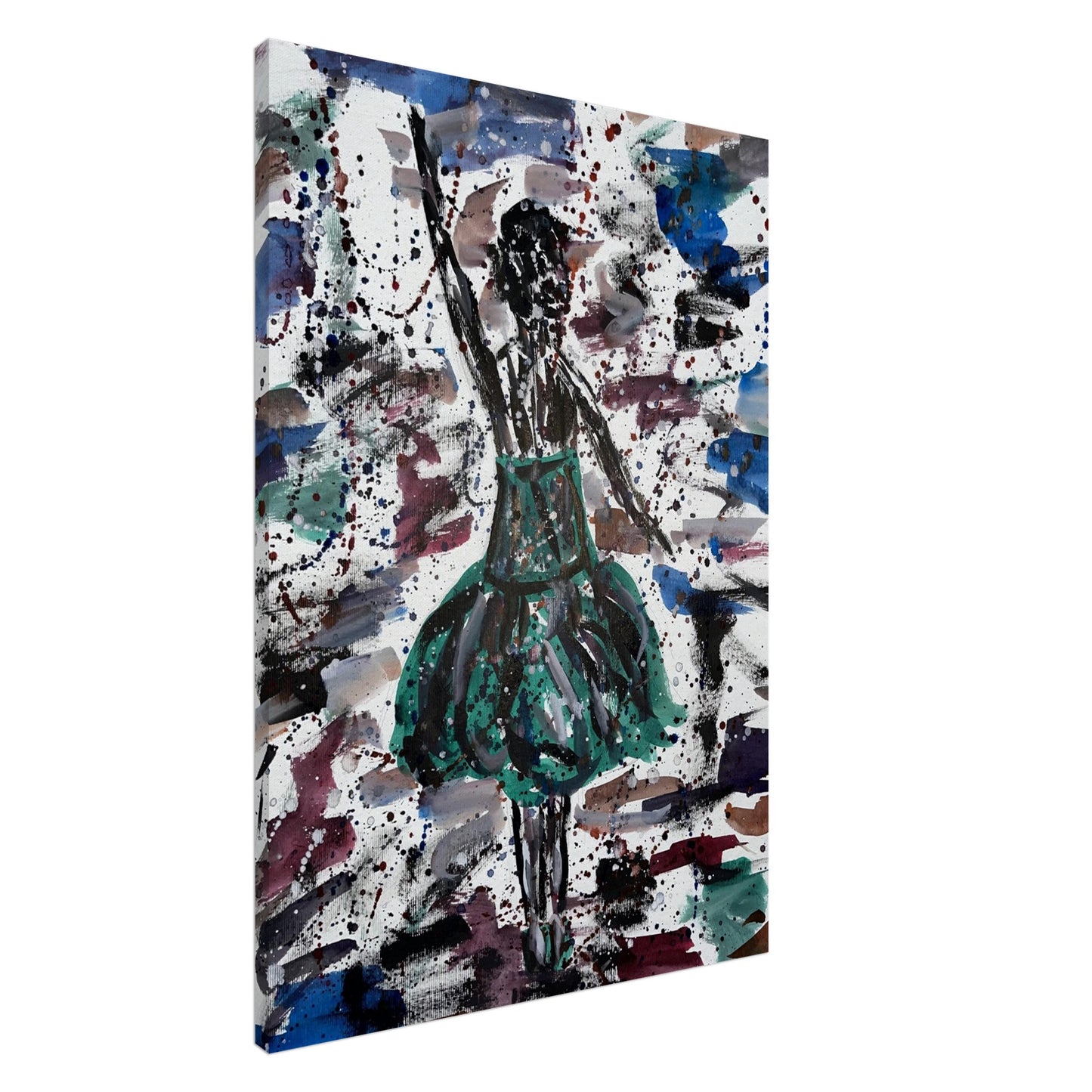 Green Dress Silhouette Canvas Prints