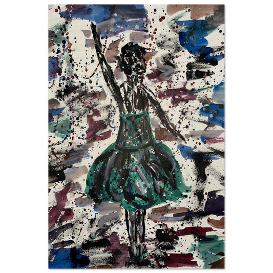 Green Dress Silhouette Wood Prints