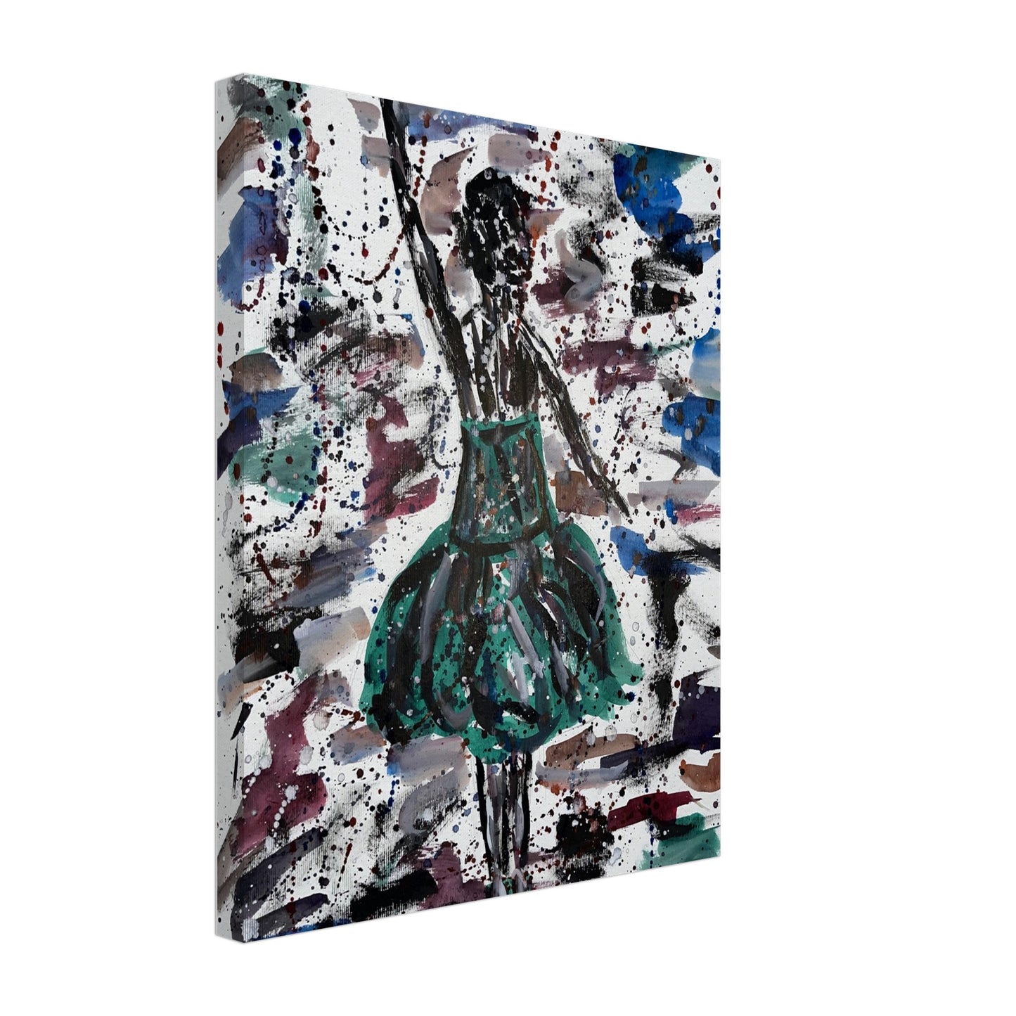 Green Dress Silhouette Canvas Prints