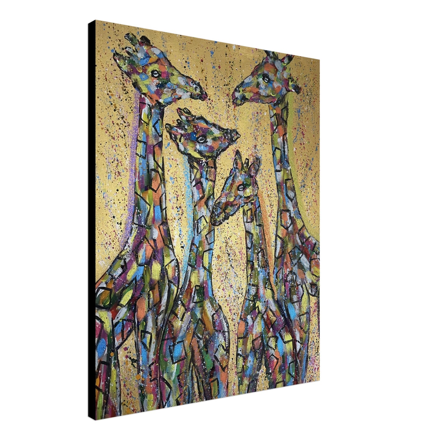 Multi Coloured Giraffes Canvas Prints