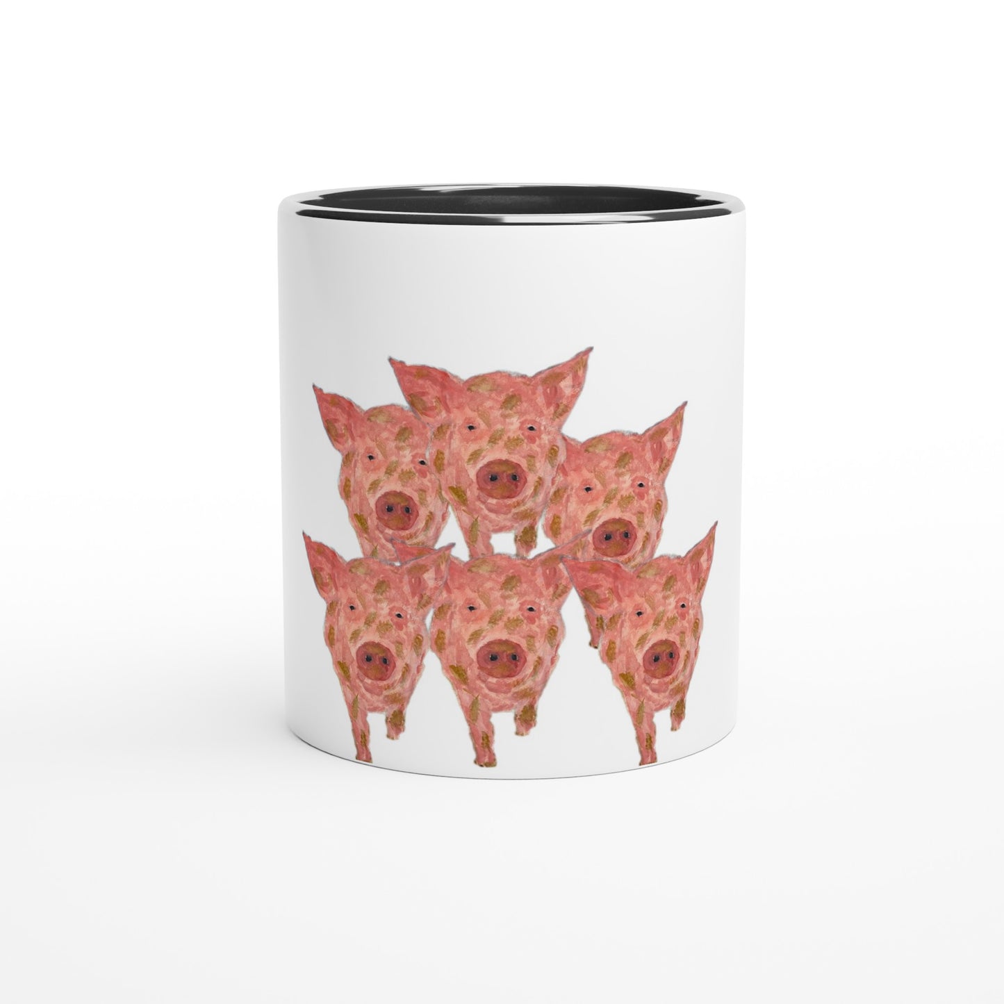 Multiple Pigs Ceramic Mug with Colour Inside