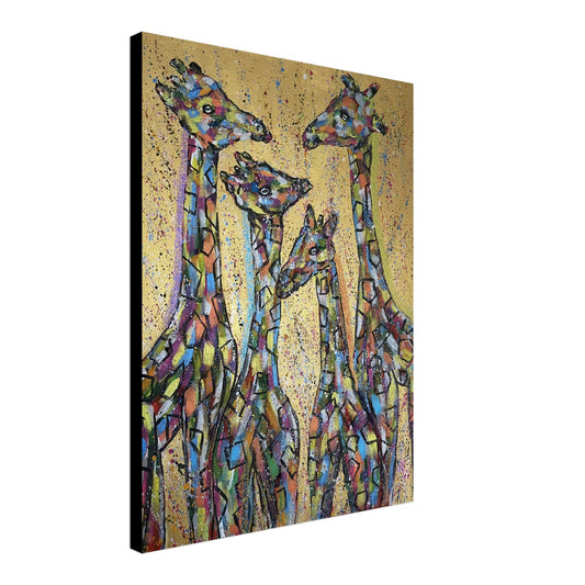 Multi Coloured Giraffes Canvas Prints