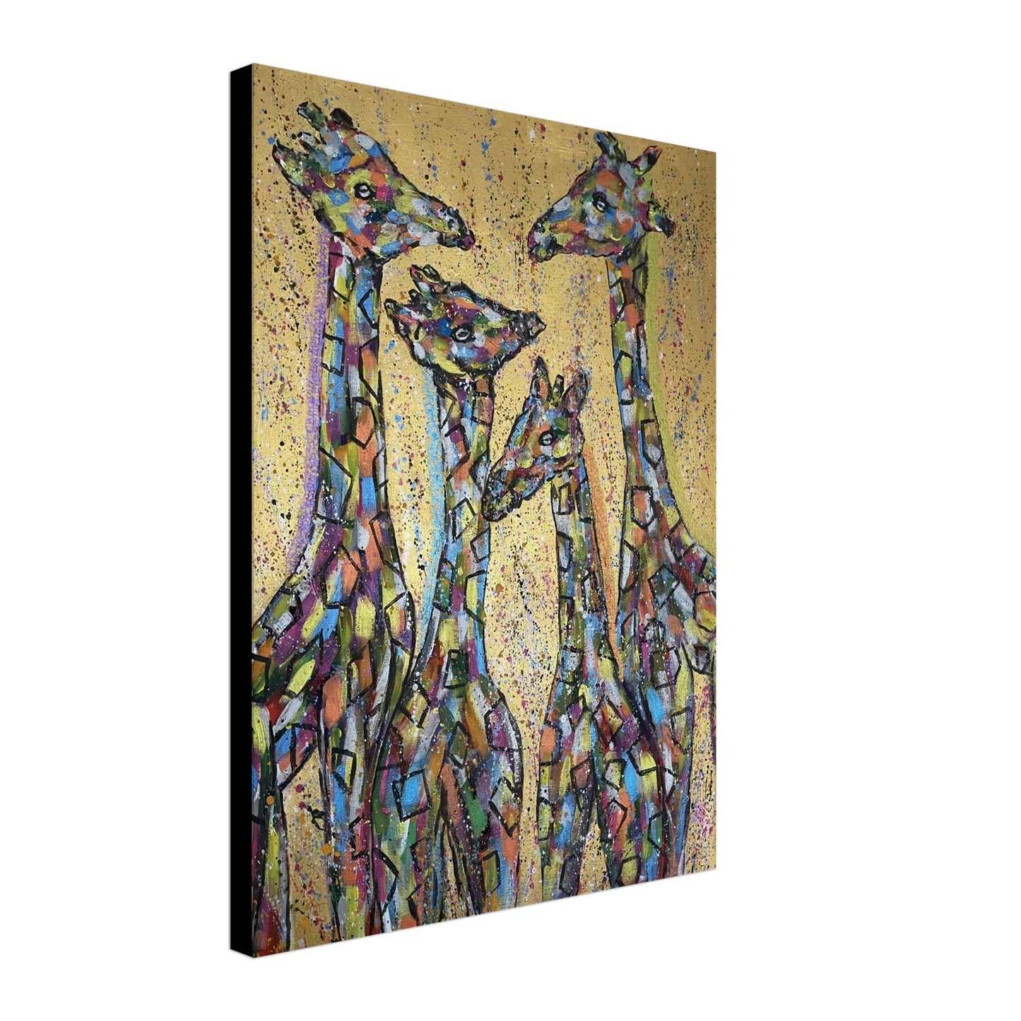 Multi Coloured Giraffes Canvas Prints