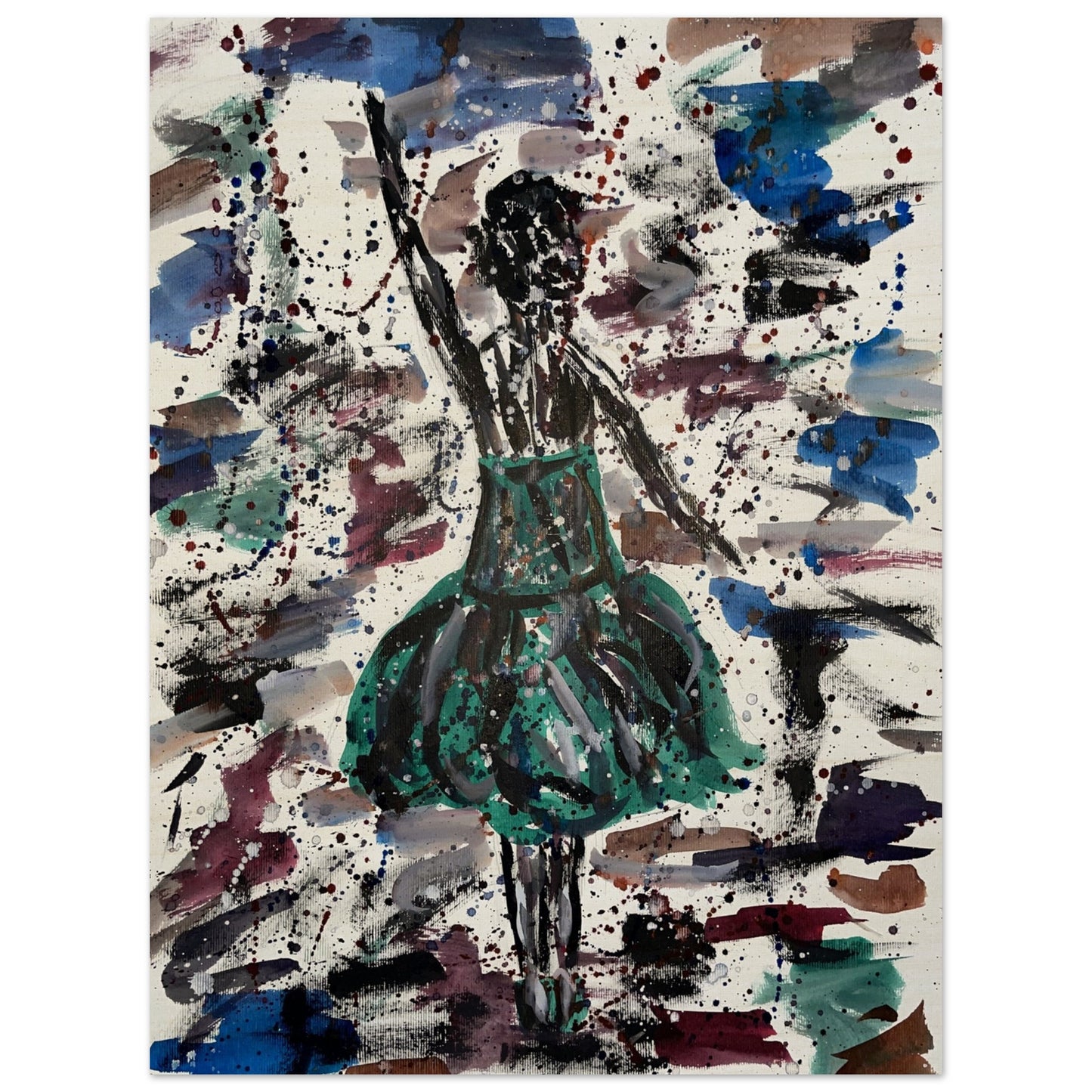 Green Dress Silhouette Wood Prints