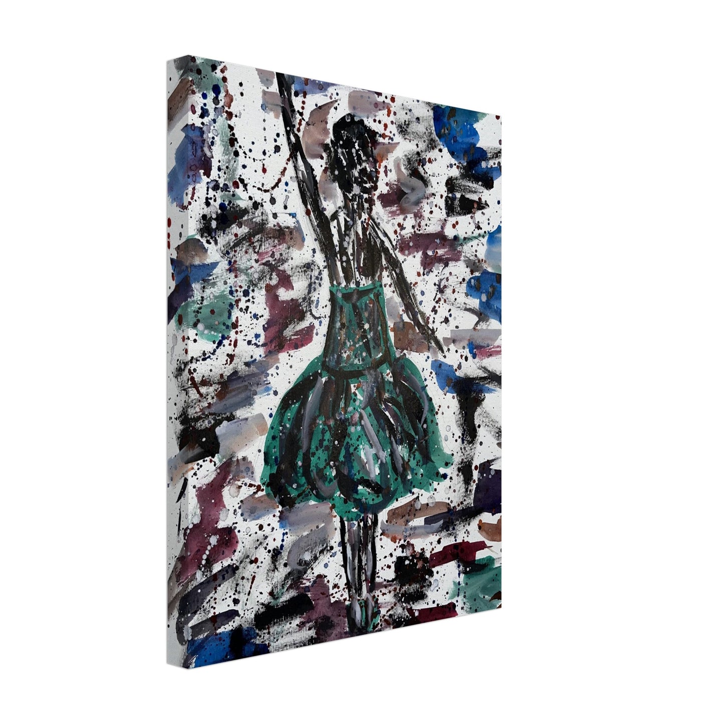 Green Dress Silhouette Canvas Prints