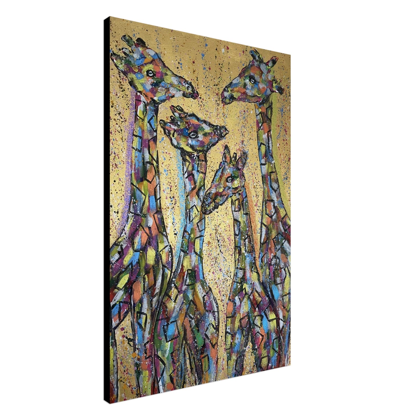 Multi Coloured Giraffes Canvas Prints