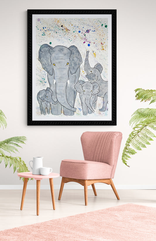 Elephant Family Digital Print