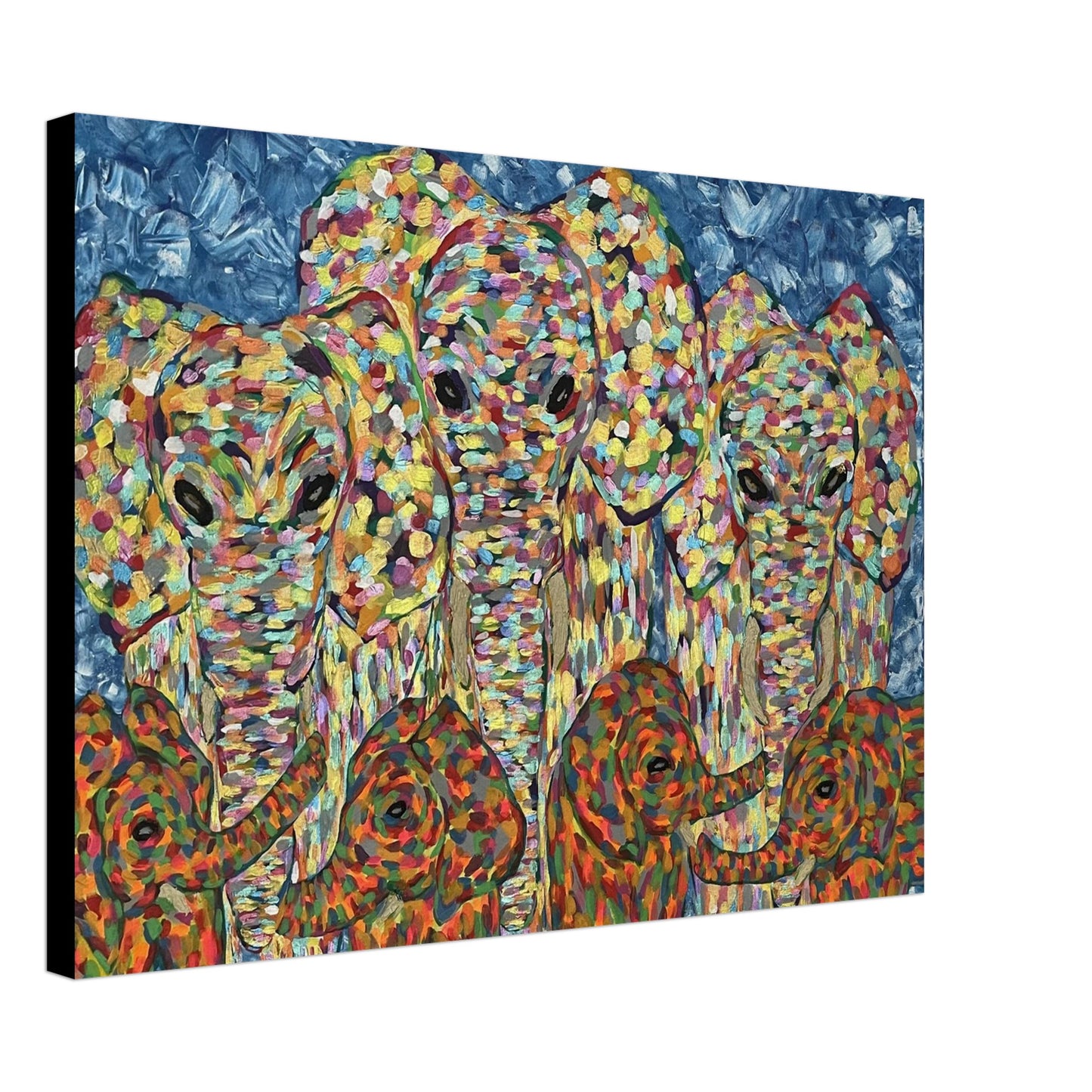 Multi Coloured Elephants Canvas Prints