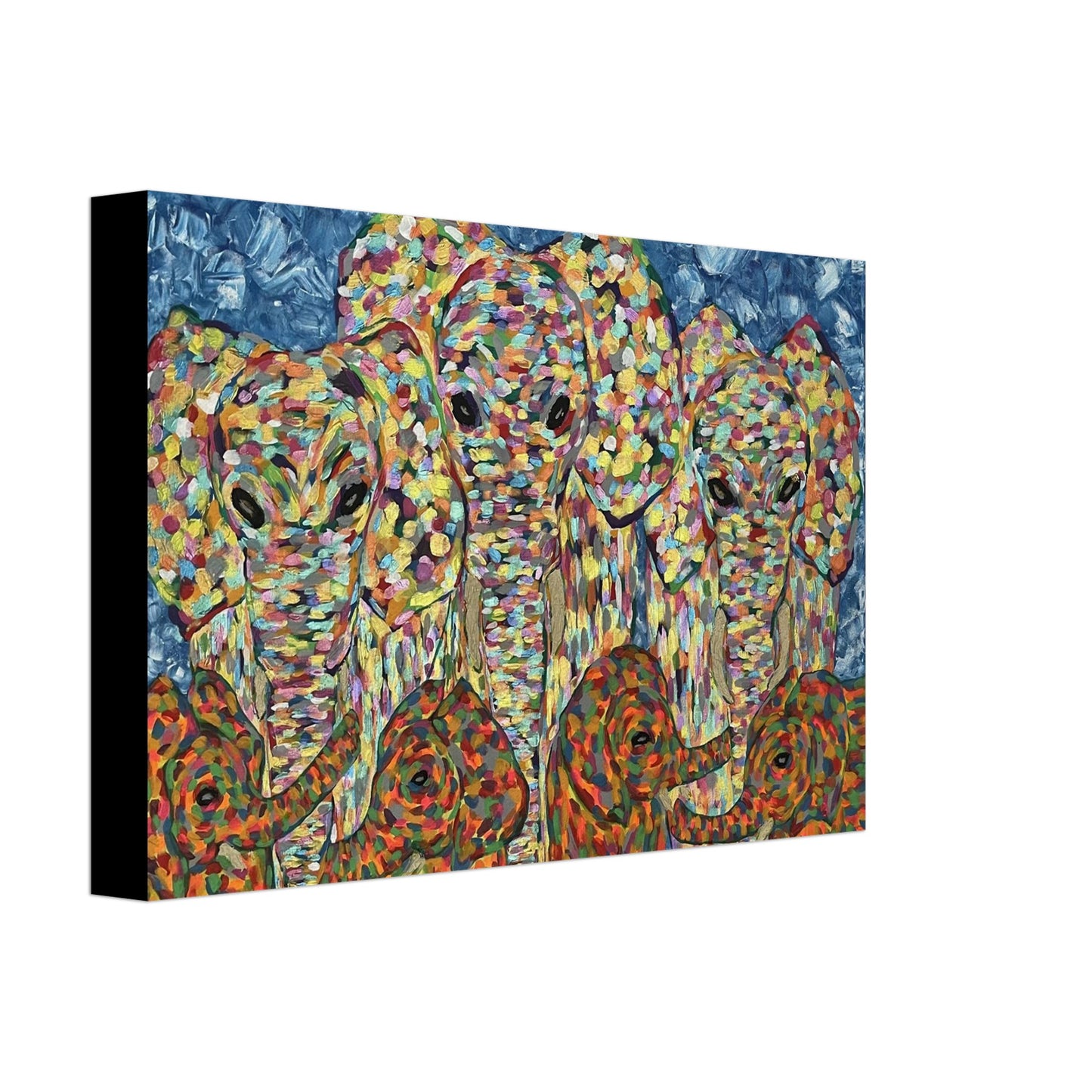 Multi Coloured Elephants Canvas Prints