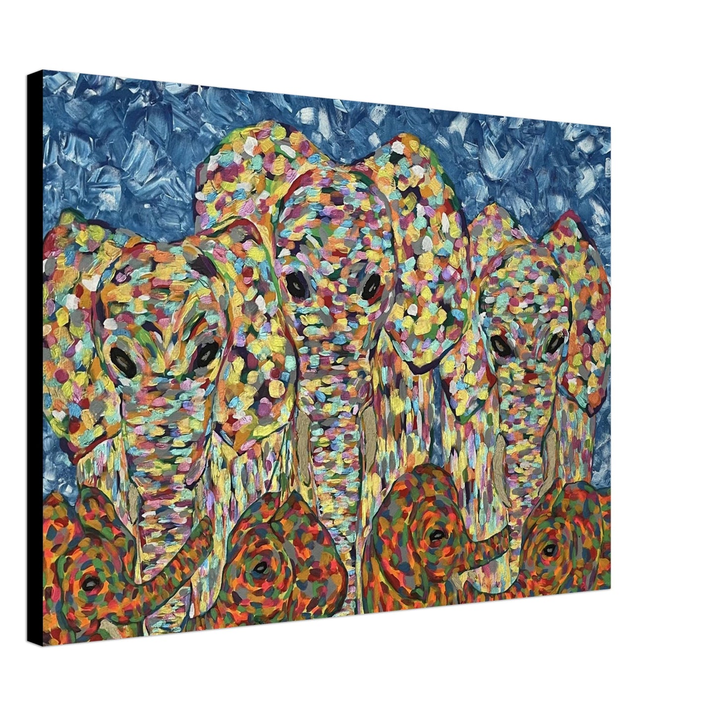 Multi Coloured Elephants Canvas Prints
