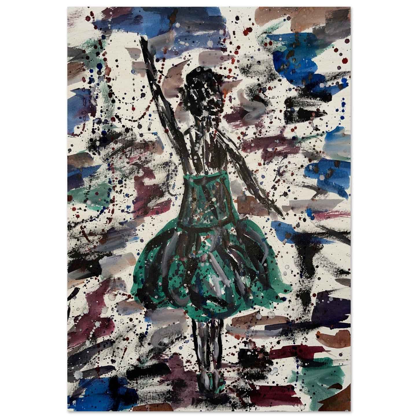 Green Dress Silhouette Wood Prints