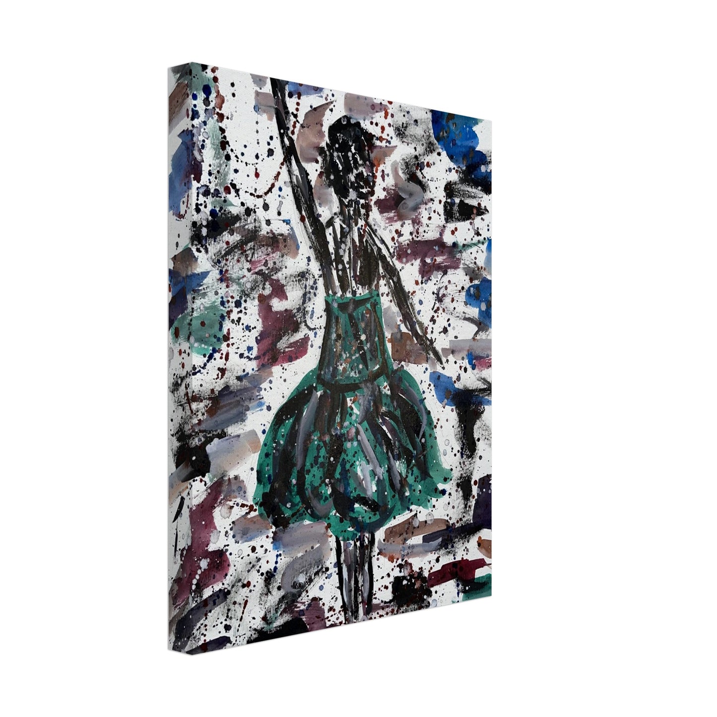 Green Dress Silhouette Canvas Prints