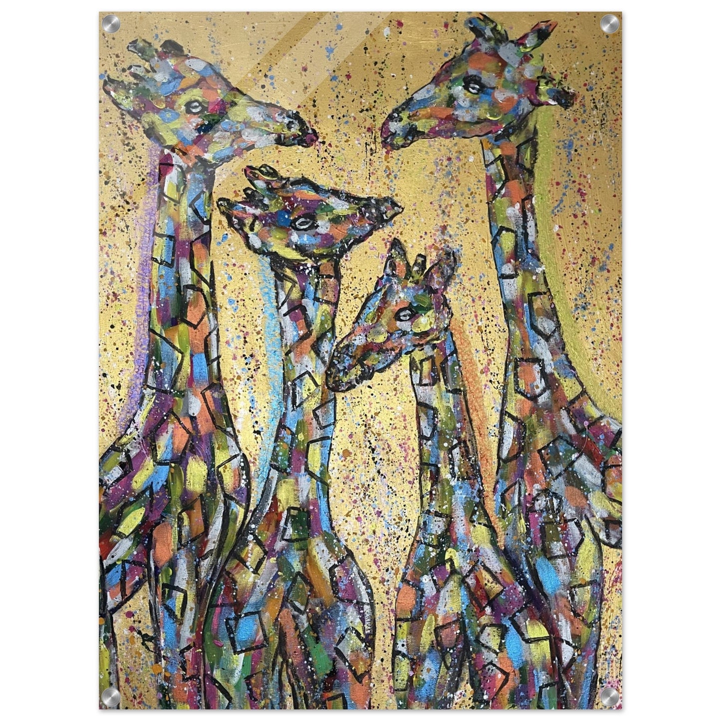 Multi Coloured Giraffes Acrylic Prints