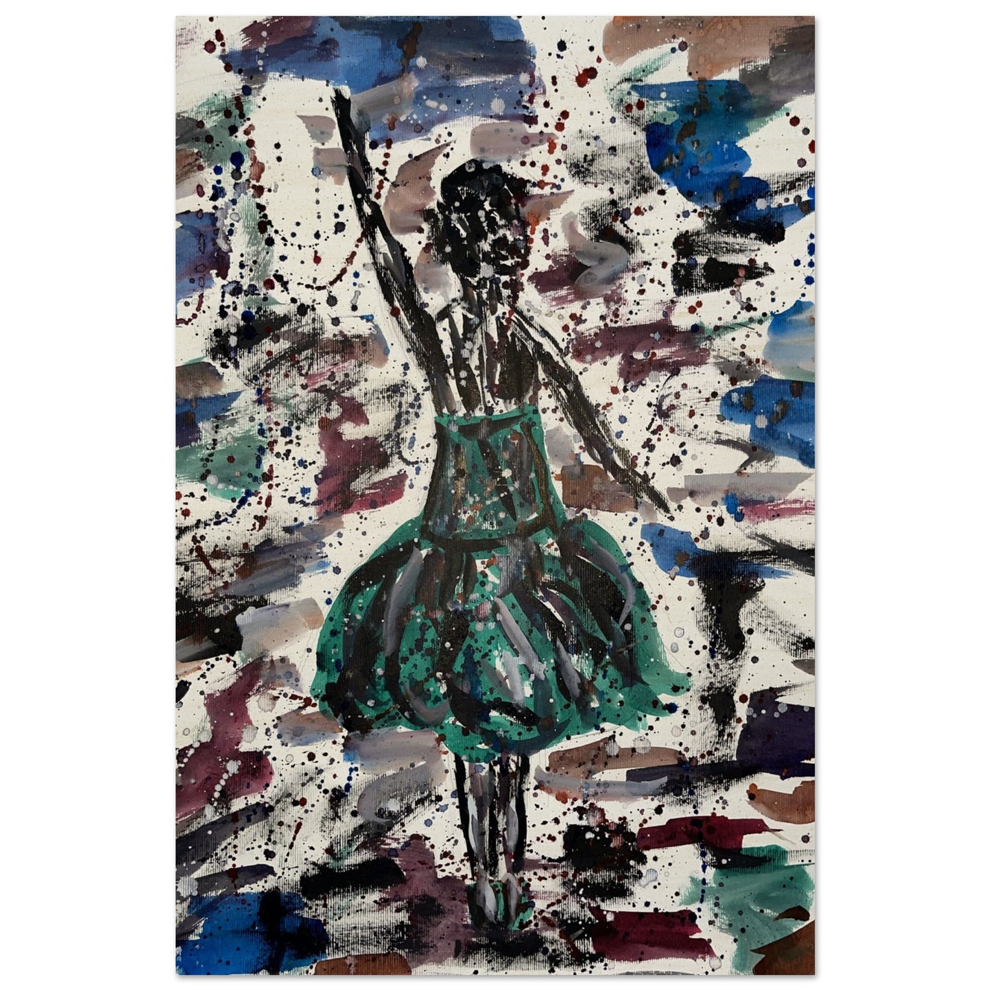 Green Dress Silhouette Wood Prints