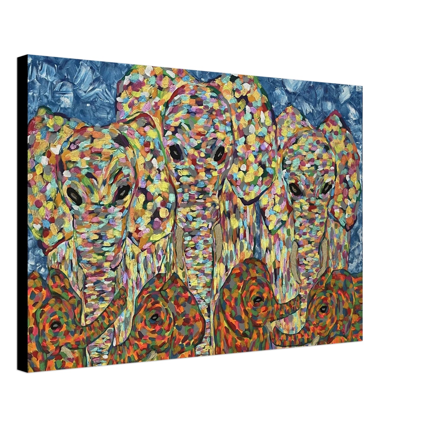 Multi Coloured Elephants Canvas Prints
