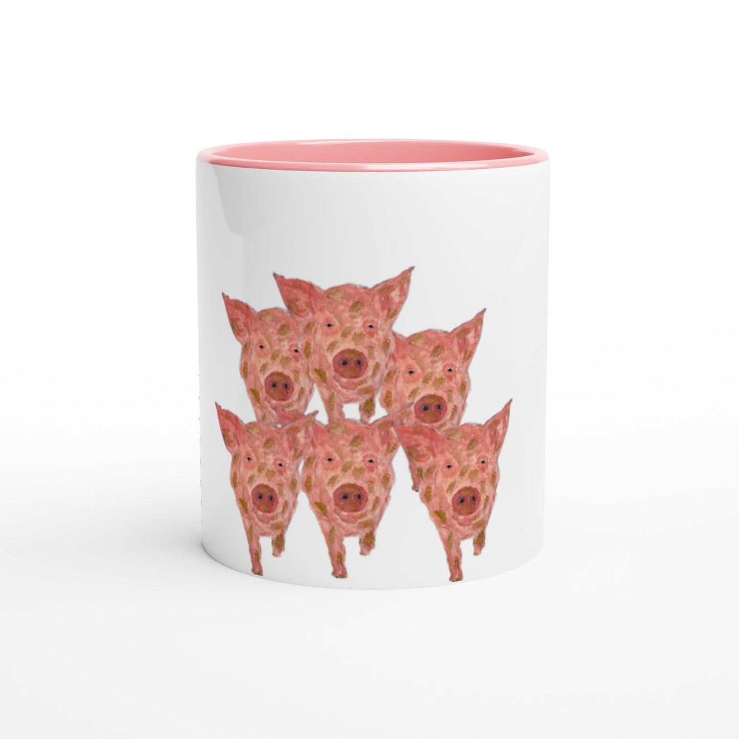 Multiple Pigs Ceramic Mug with Colour Inside