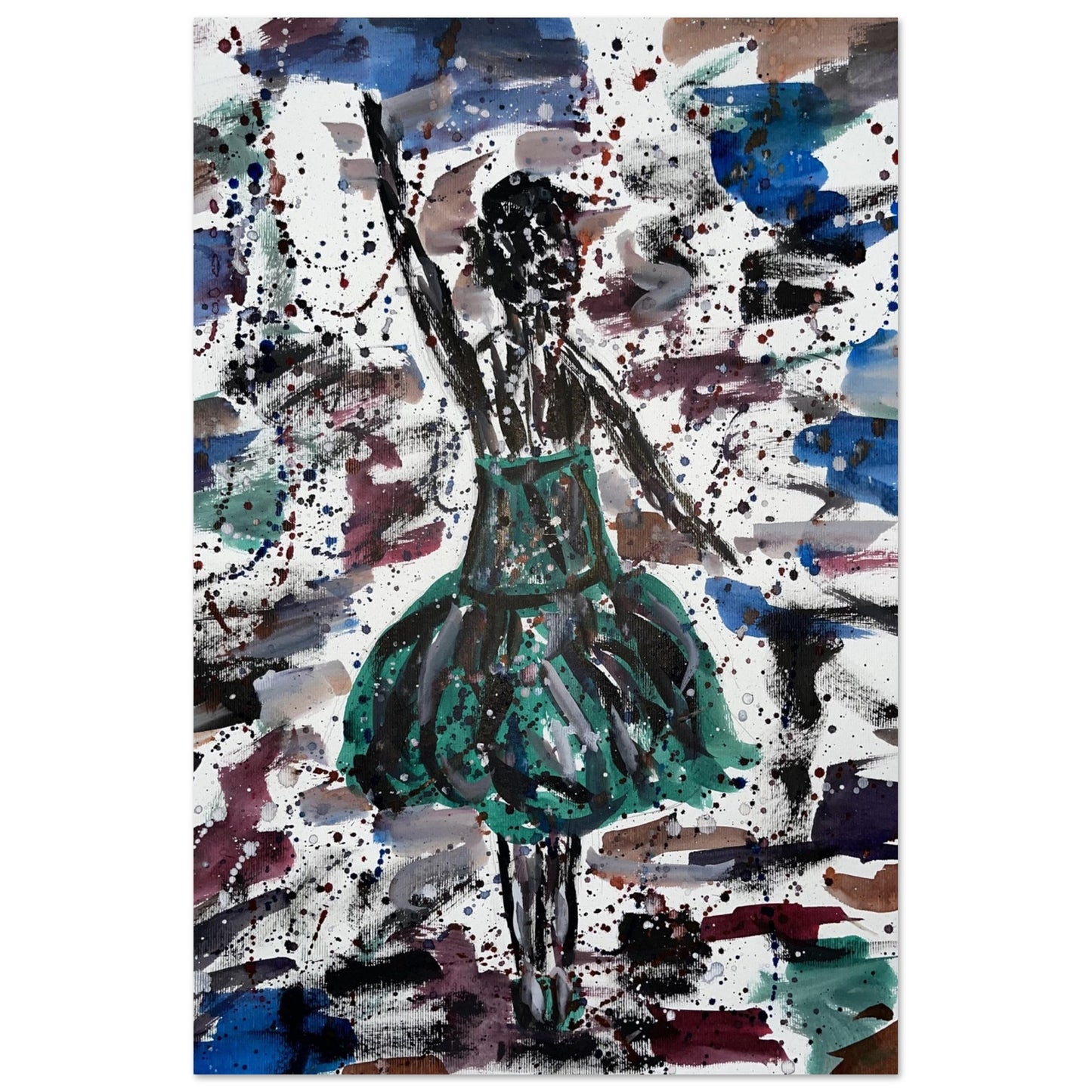 Green Dress Silhouette Aluminum Prints