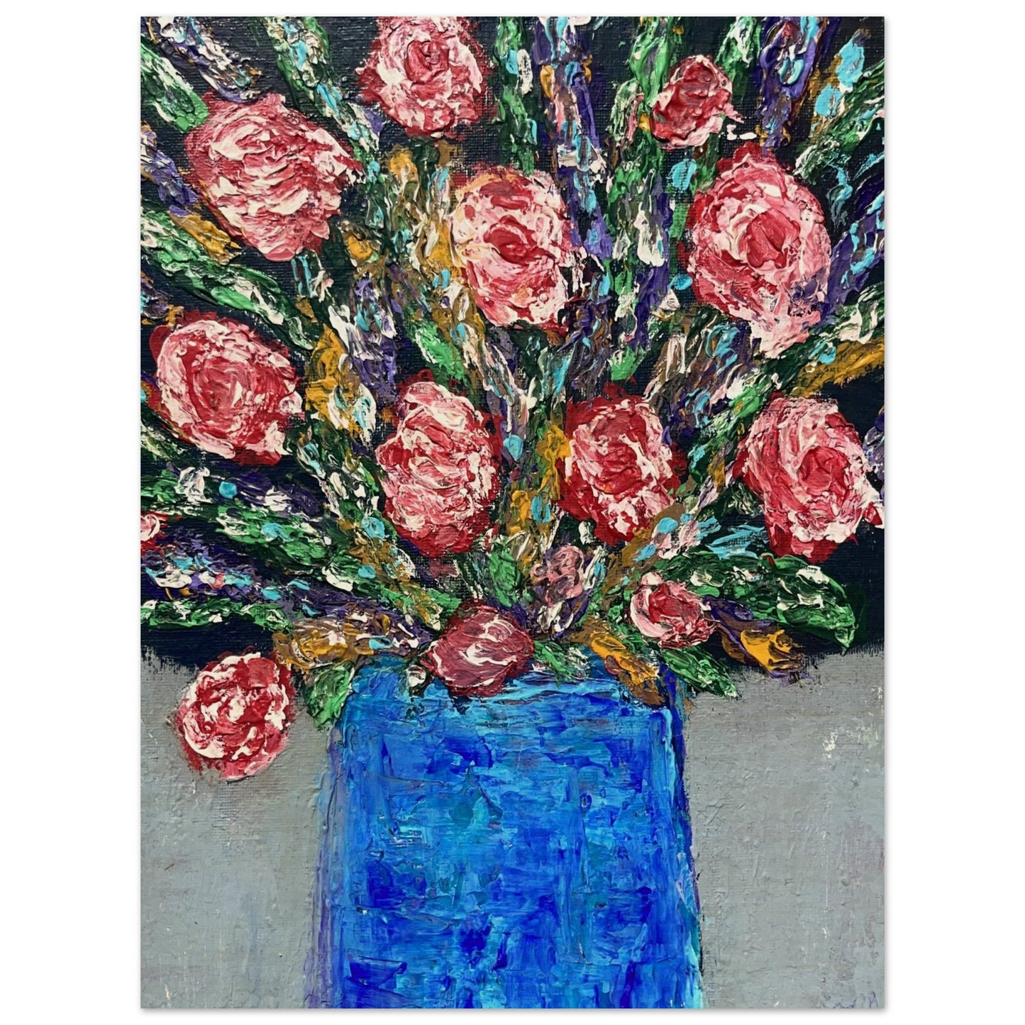 Impasto Flowers Wood Prints