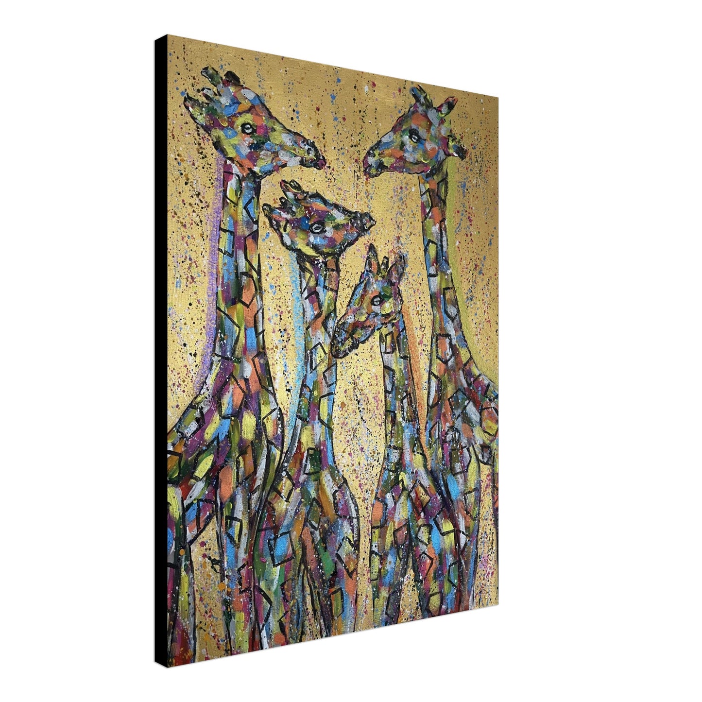 Multi Coloured Giraffes Canvas Prints