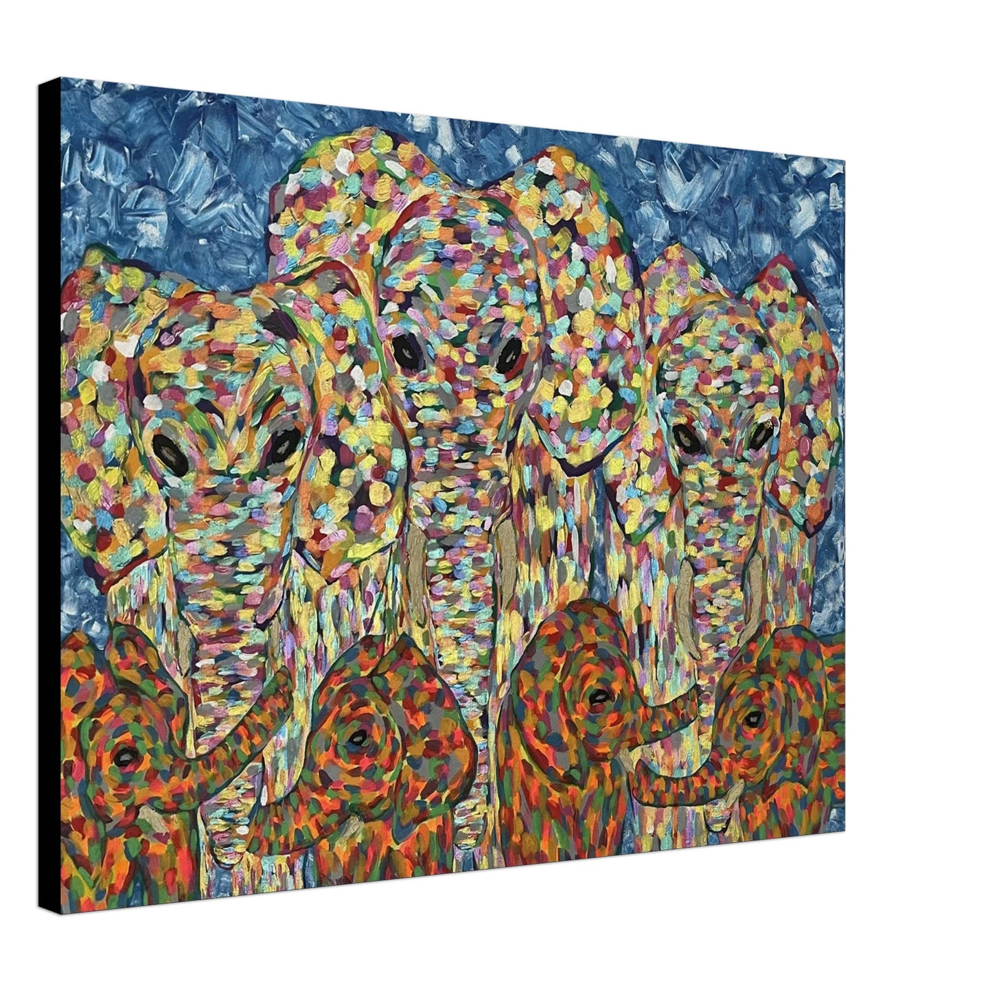 Multi Coloured Elephants Canvas Prints