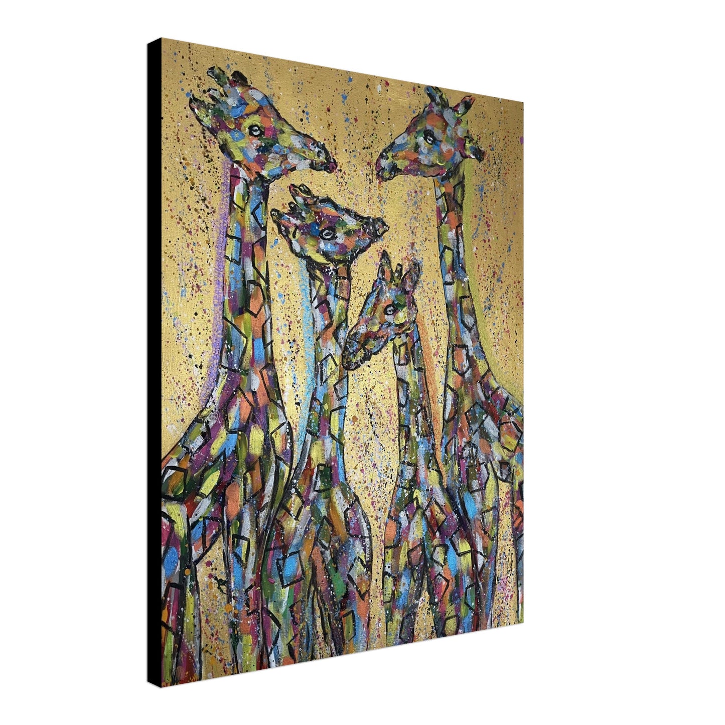 Multi Coloured Giraffes Canvas Prints