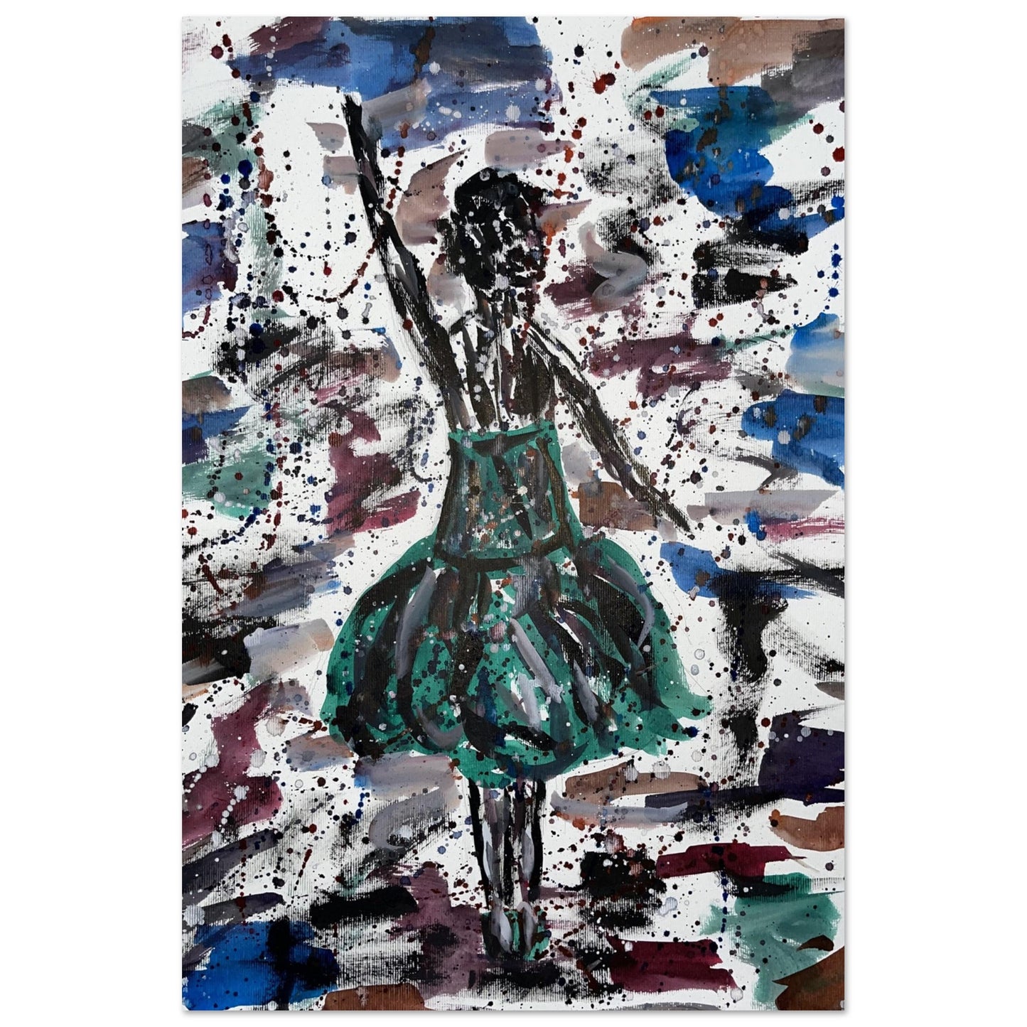 Green Dress Silhouette Aluminum Prints